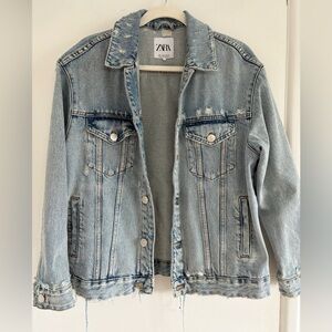 Zara Oversized Denim Jacket in Light Blue